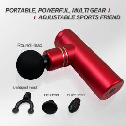 Massage Percussion Gun Deep Tissue Muscle Relax Massager Red with 4-Head 3-Speed