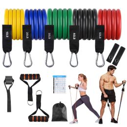 FITFIT Resistance Bands Set, 5 Stackable Tube Exercise Bands with 2 Handles, 1 Door Anchor, 2 Ankle Straps, 1 Carrying Bag for Your Whole Body Resista