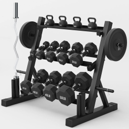 3 Tier Dumbbell Rack 1200 lbs Quick Assemble Dumbbell Weight Storage Rack for Home Gym Black