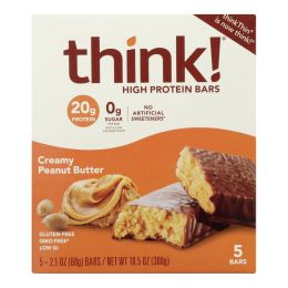 Think Thin's Creamy Peanut Butter High Protein Bars - Case of 6 - 5/2.1 OZ