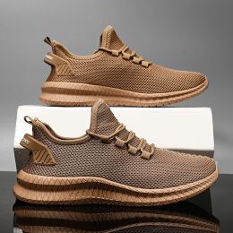 Breathable Cozy White Sneaker Mesh Men Casual Shoes Trendy Lace-Up Lightweight Black Walking Tenis Outdoor Spring Summer Autumn (Color: Brown, size: 39)