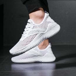 Mesh Breathable Sneakers Hot Sale Men Boy High Quality Comfortable Lightweight Shoes Tenis Grey White Black Spring Summer Autumn (Color: White, size: 39)