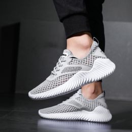 Mesh Breathable Sneakers Hot Sale Men Boy High Quality Comfortable Lightweight Shoes Tenis Grey White Black Spring Summer Autumn (Color: Gray, size: 46)