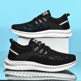 Summer Outdoor Breathable Casual Comfortable Trainers New 2022 White Men Walking Tenis Sneakers High Quality Mesh Running Shoes (Color: Black white, size: 44)