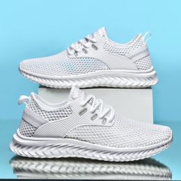 Summer Outdoor Breathable Casual Comfortable Trainers New 2022 White Men Walking Tenis Sneakers High Quality Mesh Running Shoes (Color: White, size: 44)