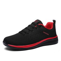 Outdoor Fitness Running Walking Trainers Men Casual Lightweight Lace-up Tenis Walking Sneakers Comfortable Breathable SportShoes (Color: Red, size: 44)