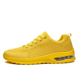 Women and Men Sneakers Breathable Running Shoes Outdoor Sport Fashion Comfortable Casual Couples Gym Mens Shoes Zapatos De Mujer (Color: Yellow, size: 44)