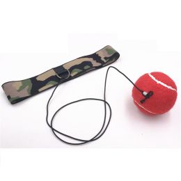 Boxing Reflex Ball Punching Ball on String with Headband Training Speed Reaction (Color: camouflage red)