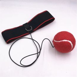 Boxing Reflex Ball Punching Ball on String with Headband Training Speed Reaction (Color: Red)