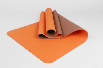 2 Tone TPE Premium Yoga Mat (Color: Orange-Brown)