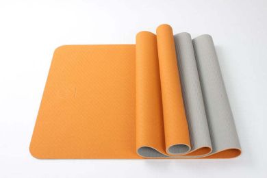 2 Tone TPE Premium Yoga Mat (Color: Orange-Gray)