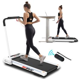 FYC 2 in 1 Under Desk Treadmill - 2.5 HP Folding Treadmill for Home;  Installation-Free Foldable Treadmill Compact Electric Running Machine;  Remote C (Color: White)
