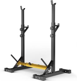 Squatting Frame Adjustable Barbell Frame Weight Lifting Frame For Home Strength Training Black (Color: Yellow, Material: Alloy Steel)