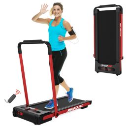 FYC 2 in 1 Under Desk Treadmill - 2.5 HP Folding Treadmill for Home;  Installation-Free Foldable Treadmill Compact Electric Running Machine;  Remote C (Color: Red)