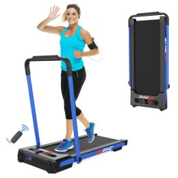 FYC 2 in 1 Under Desk Treadmill - 2.5 HP Folding Treadmill for Home;  Installation-Free Foldable Treadmill Compact Electric Running Machine;  Remote C (Color: Blue)