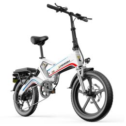 20'K6 Electric Bike for Adults; Ebike with 500W Motor 48V 10AH/12.8Ah Battery;  E Bikes Shimano 7-Speed and Dual Shock Absorber Folding Electric Road (Color: White-400W/10AH)